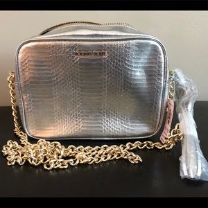 NWT Victoria’s Secret Silver Faux Leather Bag